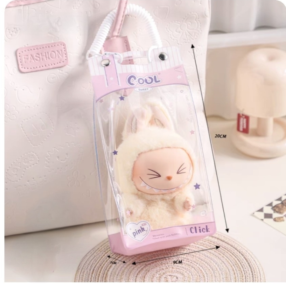 Cute Labubu Transparent Storage Bag / Trendy Doll Dust Protection Case